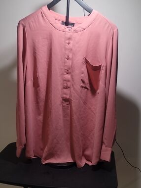 Lane Bryant Dusty Rose Button-Front Rounded Collar Blouse